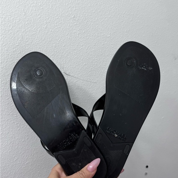 Michael Kors Black Flip Flops with Gold Emblem - Picture 6 of 8